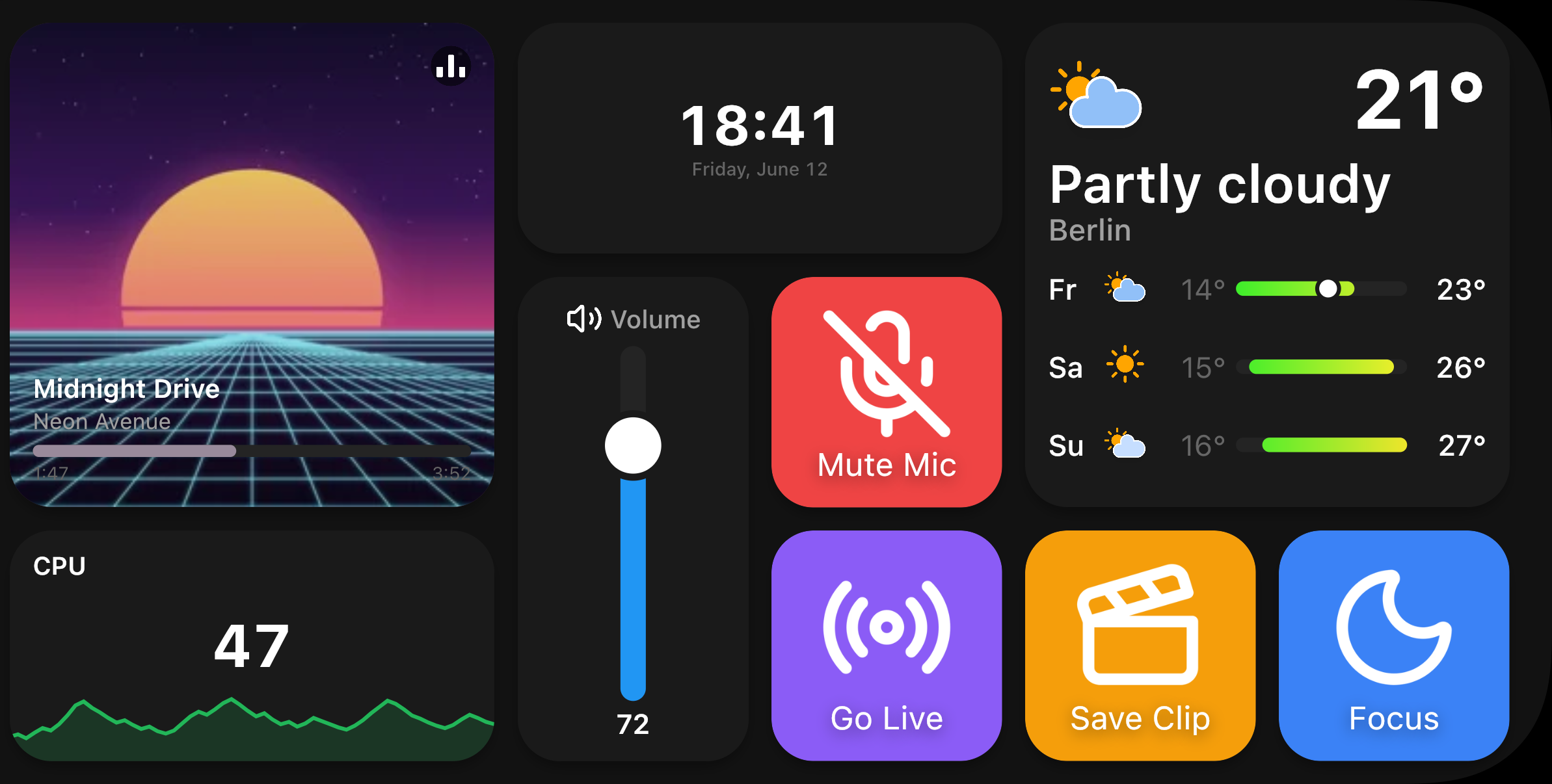 The Companion app on an iPhone in landscape, showing the streaming deck full screen